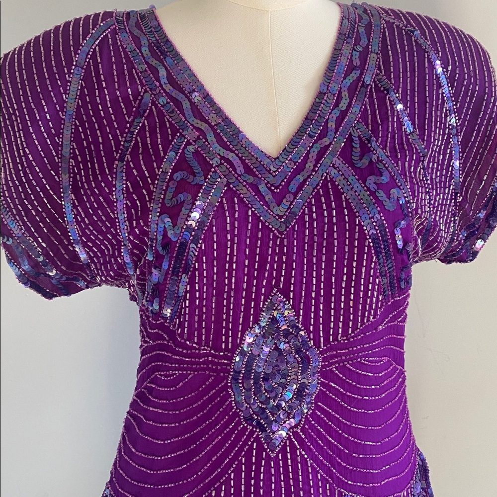 Vintage 1980s flapper beaded dress size small
